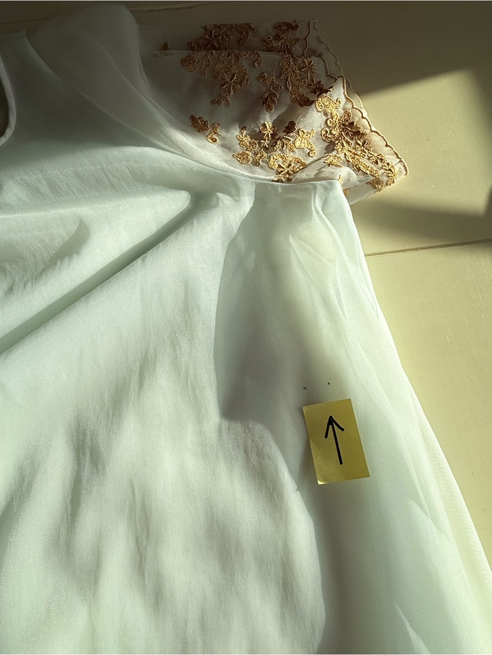 Vintage 1950s Vanity Fair Peignoir Set Pale Blue & Gold Embroidered Small - Picture 17 of 17
